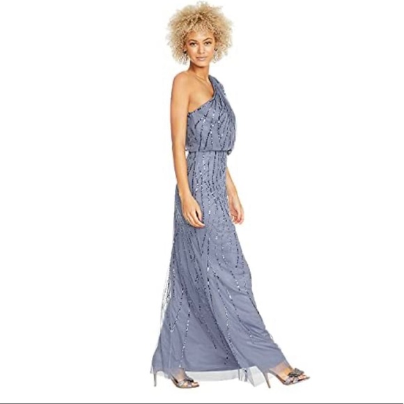 Adrianna Papell Dresses & Skirts - Adrianna Papell  One Shoulder Long Beaded Dress